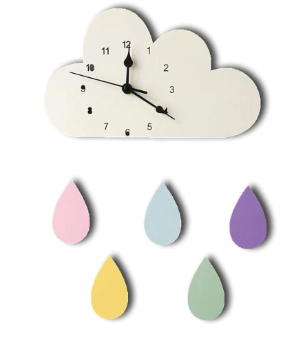 Cartoon Wood Cloud Teardrop Clock